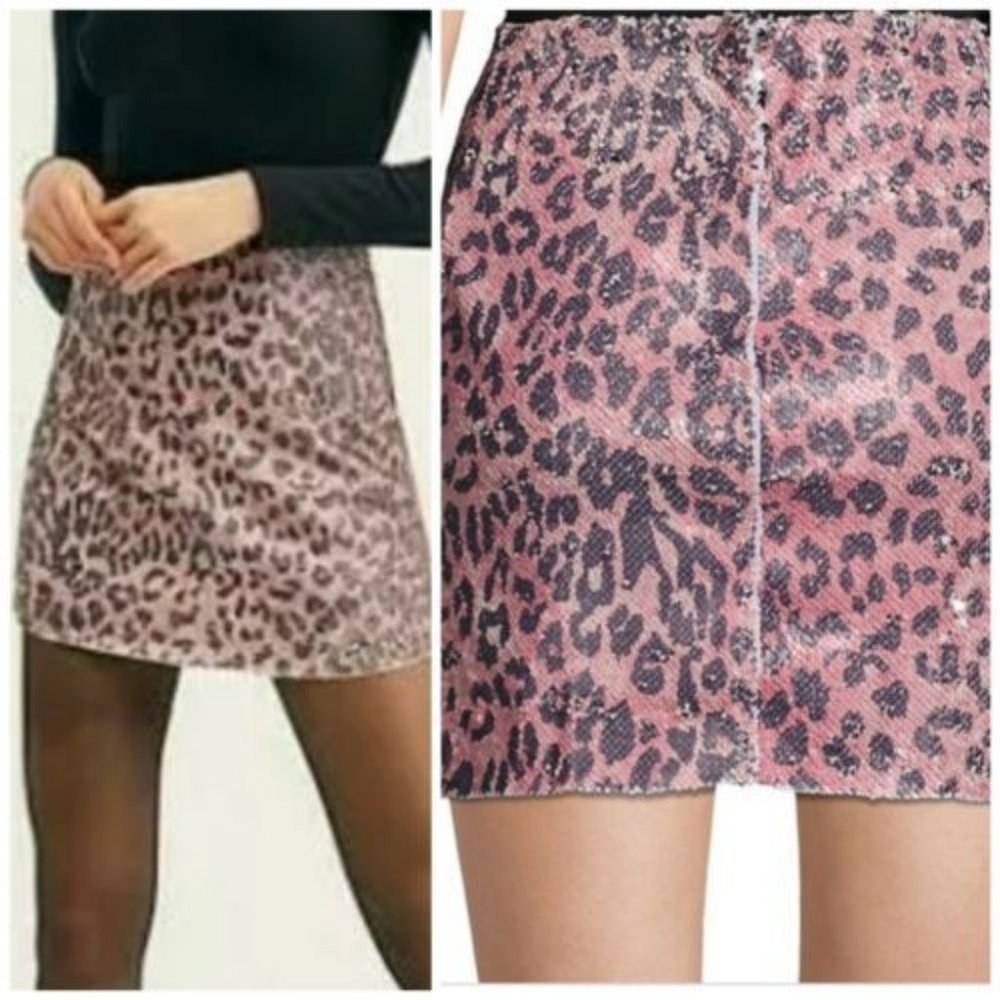 𝅺free People Skinny Sequin Mini Pink